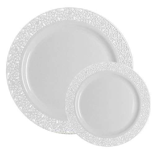 TTG 50-Piece Plastic Dinnerware Set Lace Collection (25