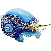 Vie jeune Hand Painted Enamel Conch Trinket Box, Hinged Jewelry Box Unique Mini Ring Necklace Jewelry Organizer, Classical Bejeweled Storage, Figurine Collectible Keepsake Home Decor (Conch)