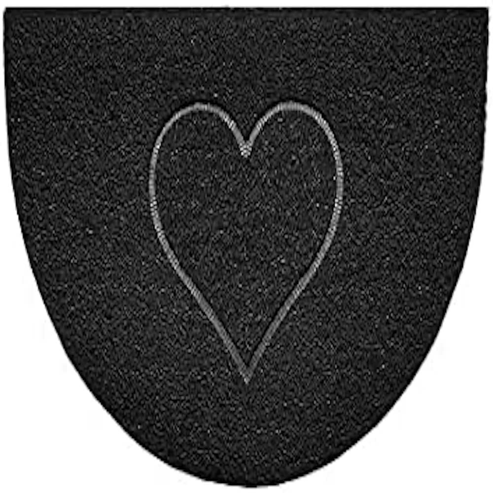 Nicoman Embossed Halfmoon Half Circle Door Mat Dirt-Trapper Jet-Washable Doormat 70x44cm (Black, HEART Shape) - Use on Carpet ONLY