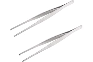 Aoje-Link Tissue Accessories Stainless Steel Tweezers, Pliers Tool, Rat Tooth Thumb Dressing Forceps, Serrated Forceps, Silver, 2pcs