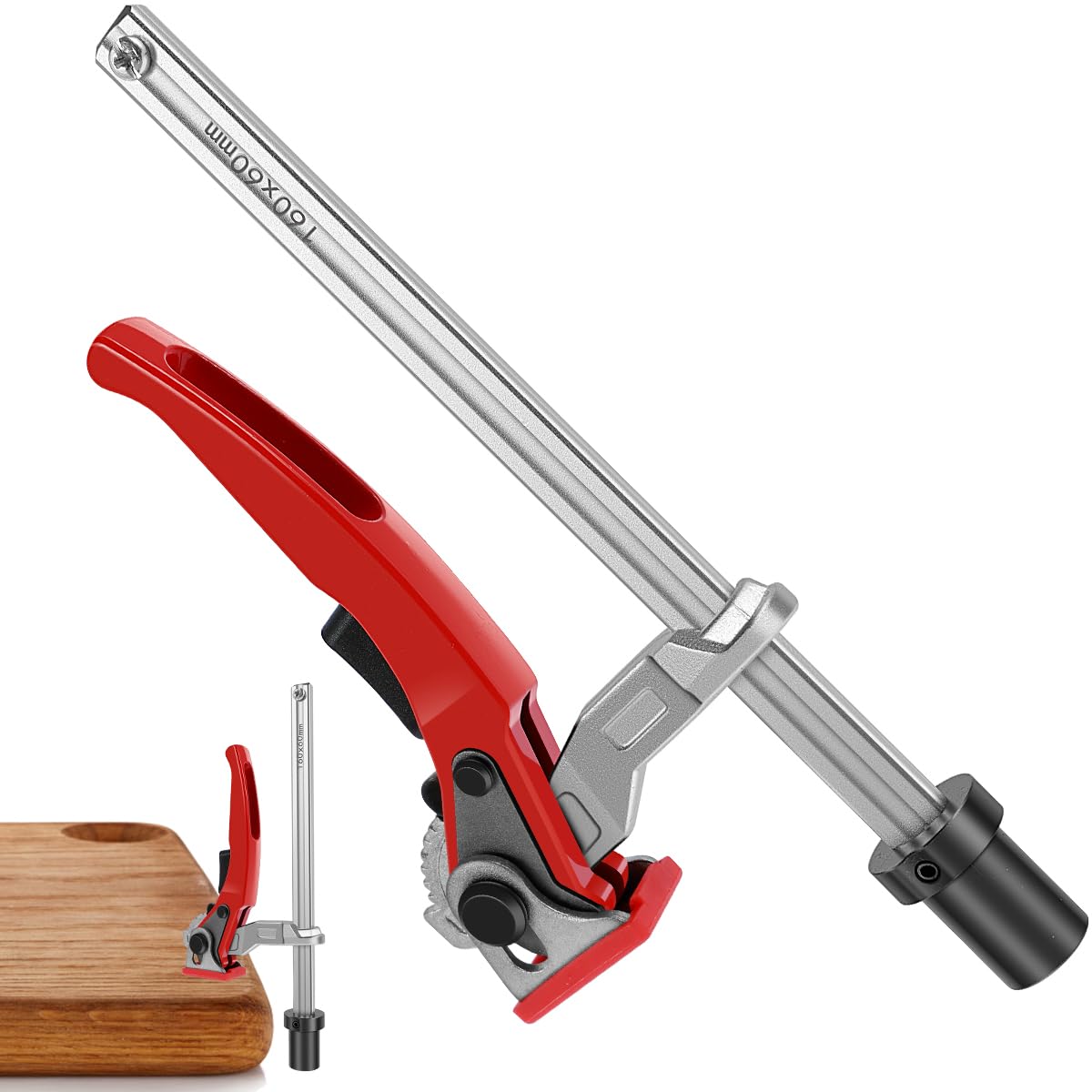 19mm Bench Dog, Woodworking Desktop Quick Acting Hold Down Clamp Fixed Clip Adjustable Ratchet Press for Wood Carving, Chiseling, Sanding