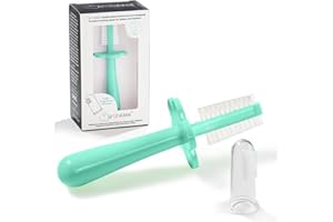 grabease Double-Sided Training Toothbrush - Toothbrush for Toddlers 1-3 with Soft Silicone Bristles & Anti-Choke Shield - Ergonomic Dual-Sided Design for Motor Skills - 1 Count, Mint, 12mo+