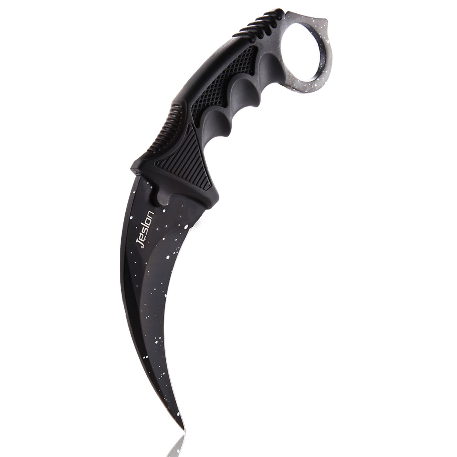 Jeslon Stainless Steel Tactical Karambit Hawbill Knife With Sheath and Cord,Survival Defense Claw Fixed Knife For Outdoor Hunting Camping Hiking Tools (Black and white)