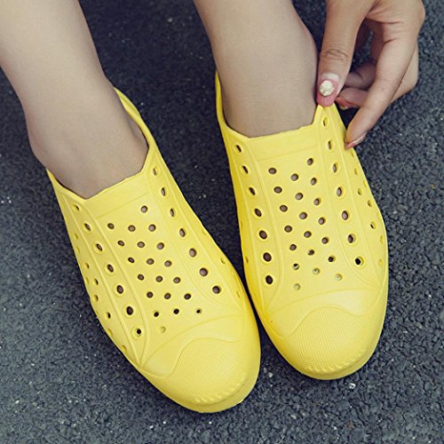 Hometom Unisex Classic Clog, Garden Clogs Mules Shoes Comfort Walking Slippers Beach Sandals Water Footwear (Yellow, US:7.5)