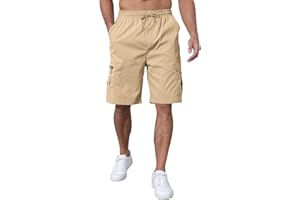 CTU Men's Cargo Shorts Elastic Waist Outdoor Relaxed Fit Sport Shorts Jogger SweatShorts with Multi-Pocket