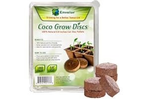 Envelor Coco Coir Seed Starting Pellets 0.8 Inches Dia - 180 Pack Soil Mix for Seed Starter Kits, Nursery Pots and Seed Trays Compressed Coconut Fiber Pellets Indoor Plants Potting Soil Coco Discs