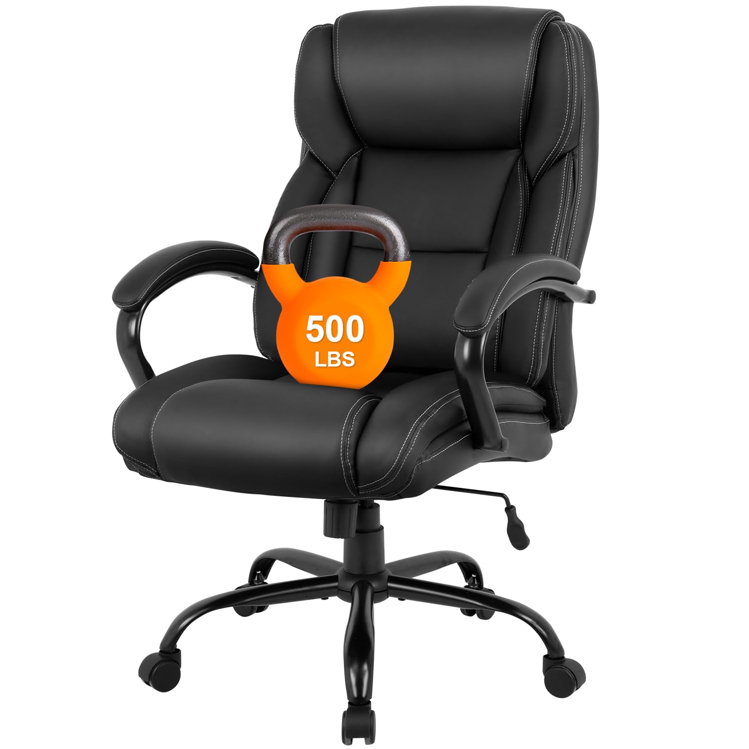 Photo 1 of *** USED/MINOR DAMAGE/UNKNOWN MISSING HARDWARE***BestMassage Big and Tall Office Chair 500lbs Cheap Desk High Back PU Executive Ergonomic Computer Chair with Lumbar Support Headrest Swivel for Women Men Adults,Black