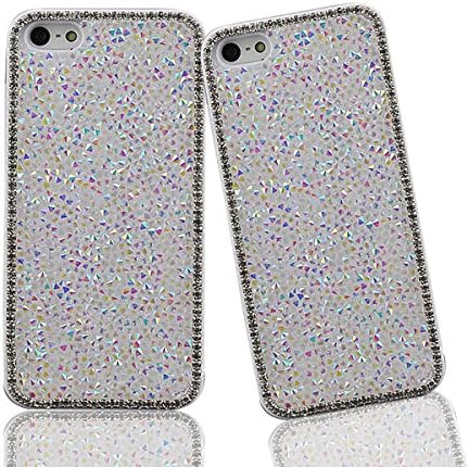 Linnsek Luxury Shiny Sparkling SJ05 Apple Phone Cover diamond Hard Bumper Frame with Hybrid Rhinestone Bling For iPhone 6/6S Case (AL5)