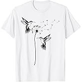 Cute Dandelion Hummingbird Graphic for Nature Lovers Women T-Shirt