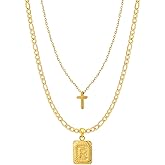 VceTd Dainty Cross and Initial Letter A-Z Necklace Gift Set for Women - Elegant 18K Gold Plated Layering Necklaces, Hypoallergenic - Ready for Gift Giving with Adjustable Chains