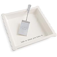 Mud Pie Brownie Baker Set, 3.35H X 13.4L X 13.1W, White