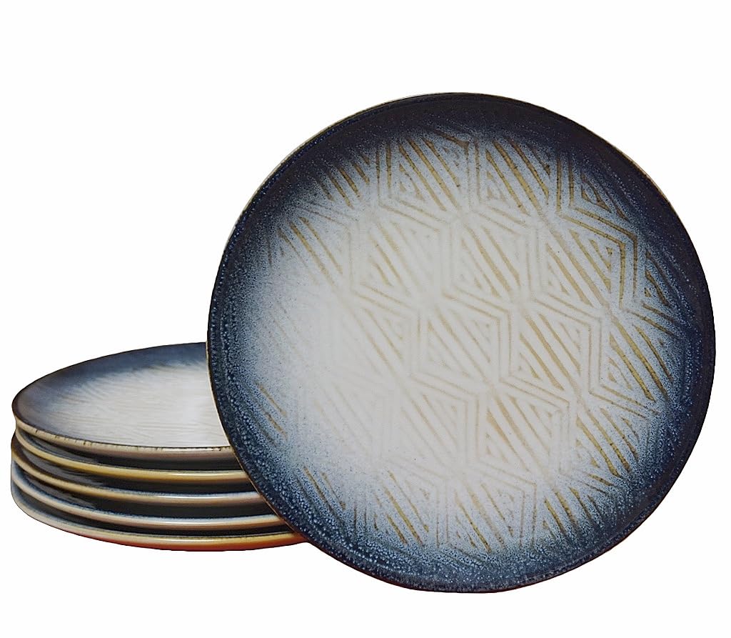 Photo 1 of 10.5” Stoneware Coupe Dinner Plates with Reactive Glaze Finish, Dishwasher Microwave Oven Safe, Ceramic and Round, Perfect for Salad, Dessert, Steak, Pasta (set of 6) (10.5" reactive glaze plates)
