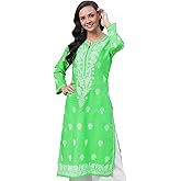 Ada Indian Hand Embroidered Ethnic Wear Chikankari Cotton Kurta Kurti Tunic for Women A196622