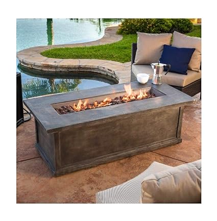 Christopher Knight Home Pablo 56 Brown Rectangular Liquid Propane Fire Table