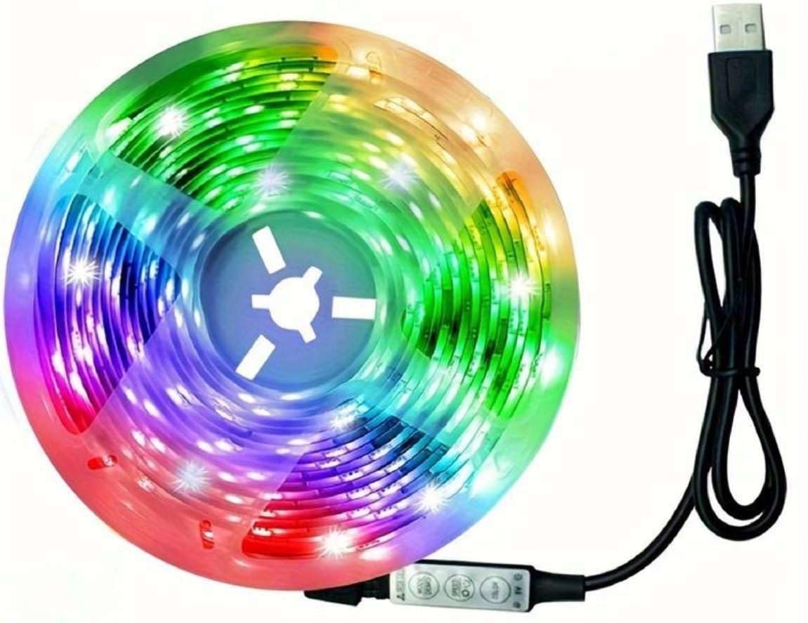 5M RGB Colour Changing LED Strip Lights with Remote Control – Flexible Lighting for Home, Bedroom, TV, and Parties [Energy Class B]
