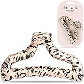 Kitsch Fabric-Wrapped Claw Clip, Medium Open Shape Hair Clips for Women, Medium Hair Claw Clips & Jaw Clips, Claw Clips for T