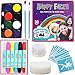 FACE PAINT SET: 30 Piece Kit Including Face Paints, Face Painting Pens, Brushes, Sponge, Stencils & Guide Book. Ideal As Birthday, Halloween, Dressing Up Gift Idea