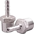 DERNORD Stainless Steel 1/4" Hose Barb x 3/8" NPT Male - Home Brew Pipe Fitting Pack of 2