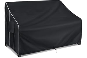 FORSPARK Patio Furniture Sofa Covers 54W x 38D x 35H 2-Seater inch Outdoor Waterproof Couch Loveseat Bench Cover, Black
