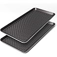 Finorder Multi-Purpose Boot Trays, Set of 2 Black All Weather Heavy Duty Shoe Trays, Pet Feeding Mat, Use for Indoor and Outdoor, 30" x 15" x 1.2"