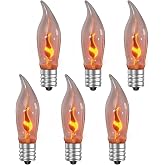 Hompavo Upgraded Flame Light Bulb, E12 Chandelier Base for Halloween Decor | Candle Flickering Light Bulbs with Real Flame Effect for Christmas Party Porch Indoor &amp; Outdoor Home Gift Decoration, 6