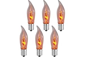 Hompavo Upgraded Flame Light Bulbs, Compact E12 Chandelier Base Candle Flickering Fire Light Bulb for Halloween Christmas Party Porch Indoor & Outdoor Home Decoration - 6 Pack