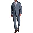 Haggar Men's JMH Premium Stretch Tailored Fit Suit Separate Jackets, Chambray Glen Plaid-Pant, 42Wx30L