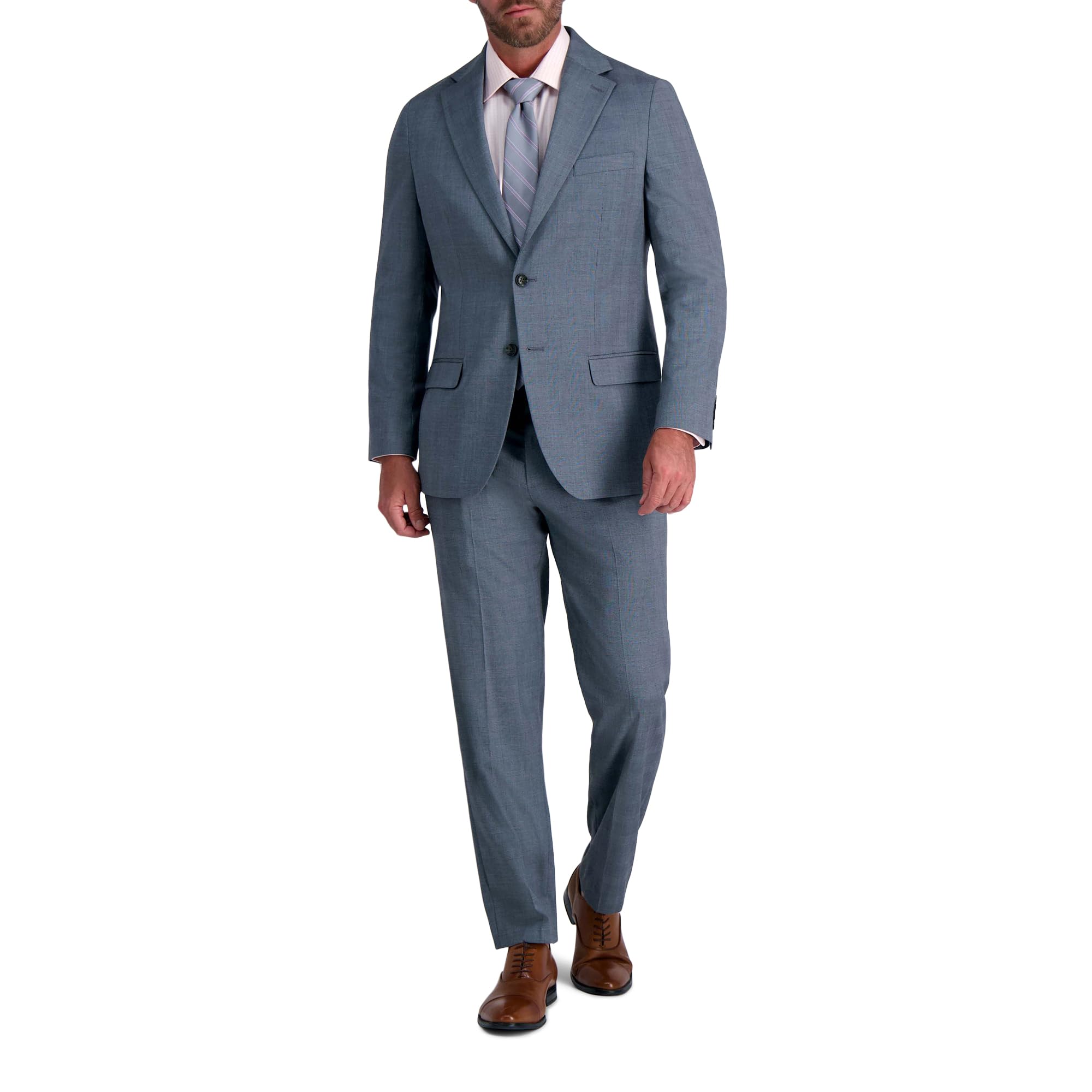 Photo 1 of ***jacket only, missing pants*** Haggar Men's JMH Premium Stretch Tailored Fit Suit Separate Pants, Chambray Glen Plaid-Jacket, 38