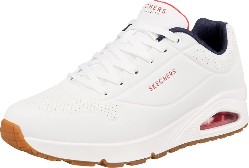 Uno Stand on Air Baskets Homme, White Durabuck Navy Red Trim, 44 EU