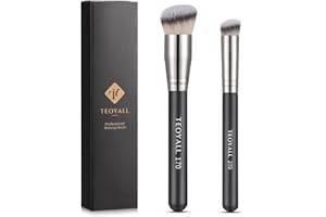 TEOYALL Kabuki Brush Set, 2 Size Angled Foundation Brush Concealer Brush Contour Brush with Dense Synthetic Bristle (170/270)