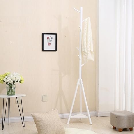 Amazon ハンガーラック 省スペースシンプルな木製タイプハンギングラック丈175cm オプションの4色 Tingting 色 白 ハンガーラック オンライン通販