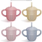EsOfficce Silicone Baby Straw Cup, 9.56 OZ Baby Sippy Cups with Straws and Handle, Training Cup for Toddlers,Silicone Straw Cups for Babies 6-12 Months&Toddlers 1-3 Years