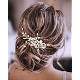 GORAIS Bride Wedding Hair Vine Pearl Bridal Headpieces Leaf Hair Accessories for Women and Girls