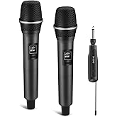LUVUMVLT Wireless Microphones, Dual Handheld Dynamic Mic with Ultra-Stable Rechargeable Receiver | 200ft Freedom |Zero Dropouts | 40H Duration |Plug and Play| Karaoke Microphone for Singing, Meeting