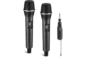 LUVUMVLT Wireless Microphones, Dual Handheld Dynamic Mic with Ultra-Stable Rechargeable Receiver | 200ft Freedom |Zero Dropouts | 40H Duration |Plug and Play| Karaoke Microphone for Singing, Meeting