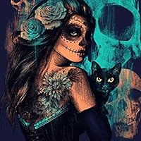 DIY 5D Diamond Painting Kits for Adults Full Drill Embroidery Paintings Rhinestone Pasted DIY Painting Cross Stitch Arts Crafts for Home Wall Decor 11.8×15.7 Inches (Halloween Witch with Black Cat)