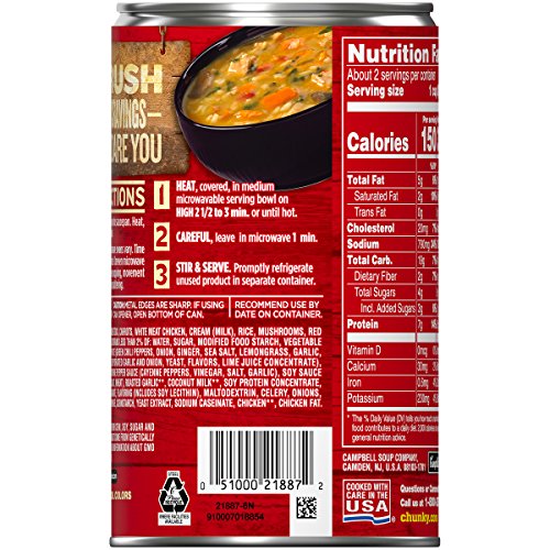 Campbell's Chunky Wicked Thai-Style Chicken with Rice & Vegetables Soup, 18.6 oz. Can (Pack of 12)