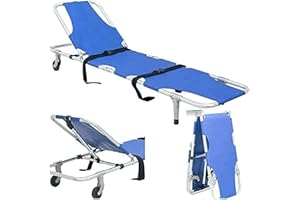 Medical Emergency Stretcher Gurney w/Wheels Portable Aluminum Alloy First Aid Stretcher Travel Ambulance Rescue Stretcher for