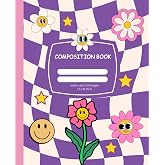 Composition Notebook Wide Ruled: Cute Purple Checkered Girl's Notebook for School