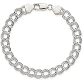 Auriga Fine Jewelry 925 Sterling Silver 7.5mm Double Link Charm Bracelet
