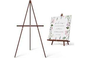 abitcha Art Easel Wooden Stand - 63" Tripod Display Artist Wood Easel - Adjustable Floor Stand for Wedding Welcome Sign, Painting, Drawing Board, Display Show - Brown
