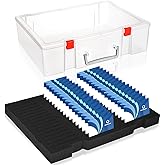 Foam Name Badge Holder with case (Holds 48 Badges) Foam Name Badge Holder Tray ID Badge Tray Organizer Clear Name Tag Holders for Desk Office School