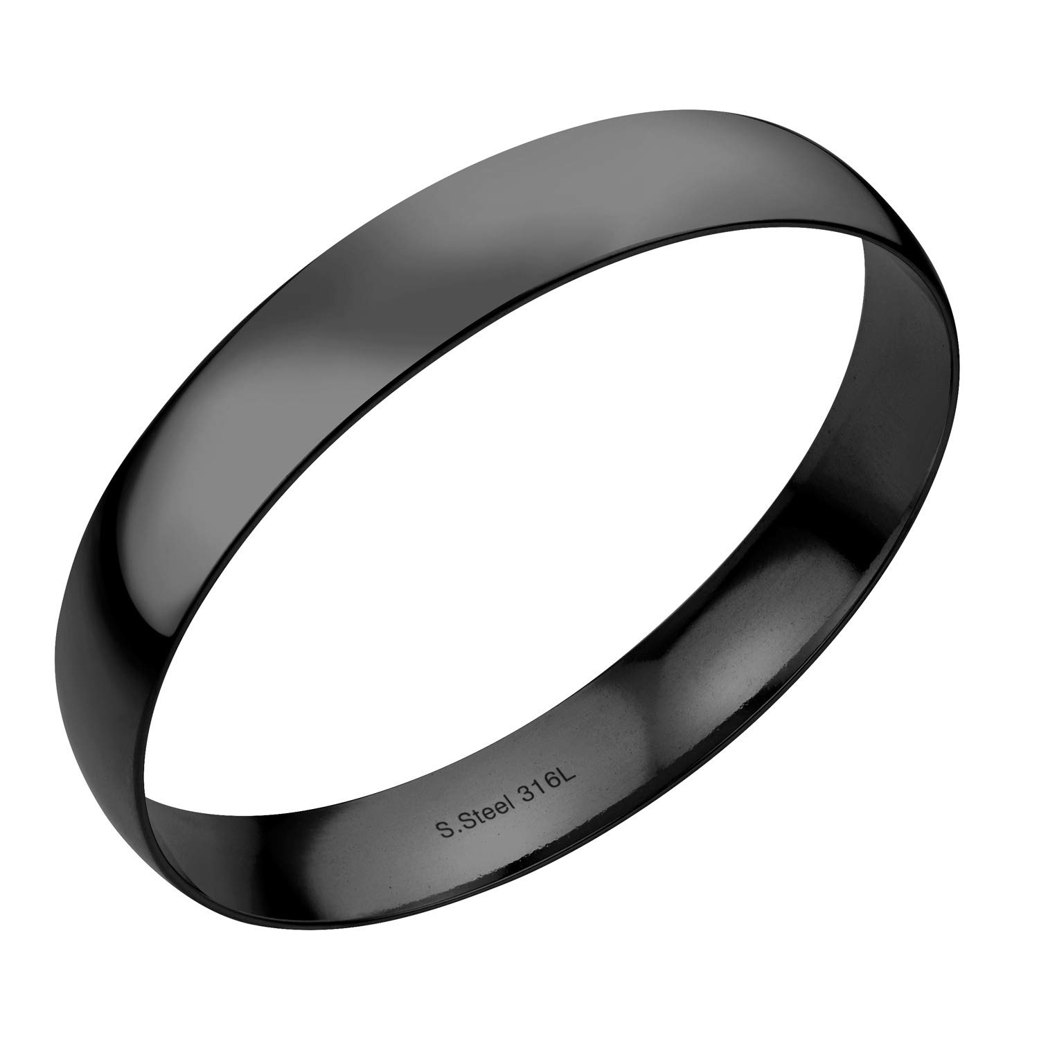 555Jewelry 12mm Wide Stainless Steel Bracelets for Women, Bangles for Women, Plain Solid Slip On Bangle, Solid Bangle Cuff Bracelet for Women, Black