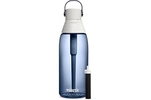 Brita Hard-Sided Plastic Premium Filtering Water Bottle, BPA-Free, Reusable, Replaces 300 Plastic Water Bottles, Filter Lasts 2 Months or 40 Gallons, Includes 1 Filter, Night Sky - 36 oz.