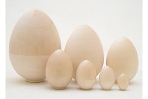 GOLDEN COCKEREL Made in Russia Blank Nesting Egg 7pc/6" Unpainted Ready to Paint Matryoshka DIY Wooden Egg Set 100% Guaranteed!