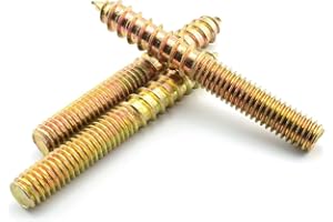 RuiLing 8 Pack 3/8-16 x 3 Inch Hanger Bolts Double Headed Flat Hexagon Bolts for Wooden Joints