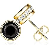 14K Gold Stud Earrings for Women Gold Earrings Studs Exquisite Round Diamond Minimalism (8mm x 5mm)