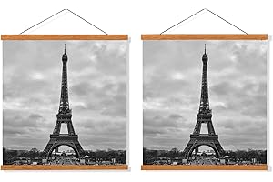 FALAMON 2 Pack Magnetic Poster Hanger Frame, 11x14 11x17 11x22 Teak Wood Magnet Poster Frame for Hanging Posters, Prints, Photos, Pictures, Maps, Scrolls, and Canvas Artwork