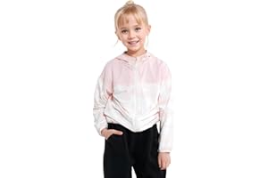 JiAmy Girl's Athletic Hoodie Zip Up Sun Protection Jacket Cooling Camo Shirt for Active Running Outdoor