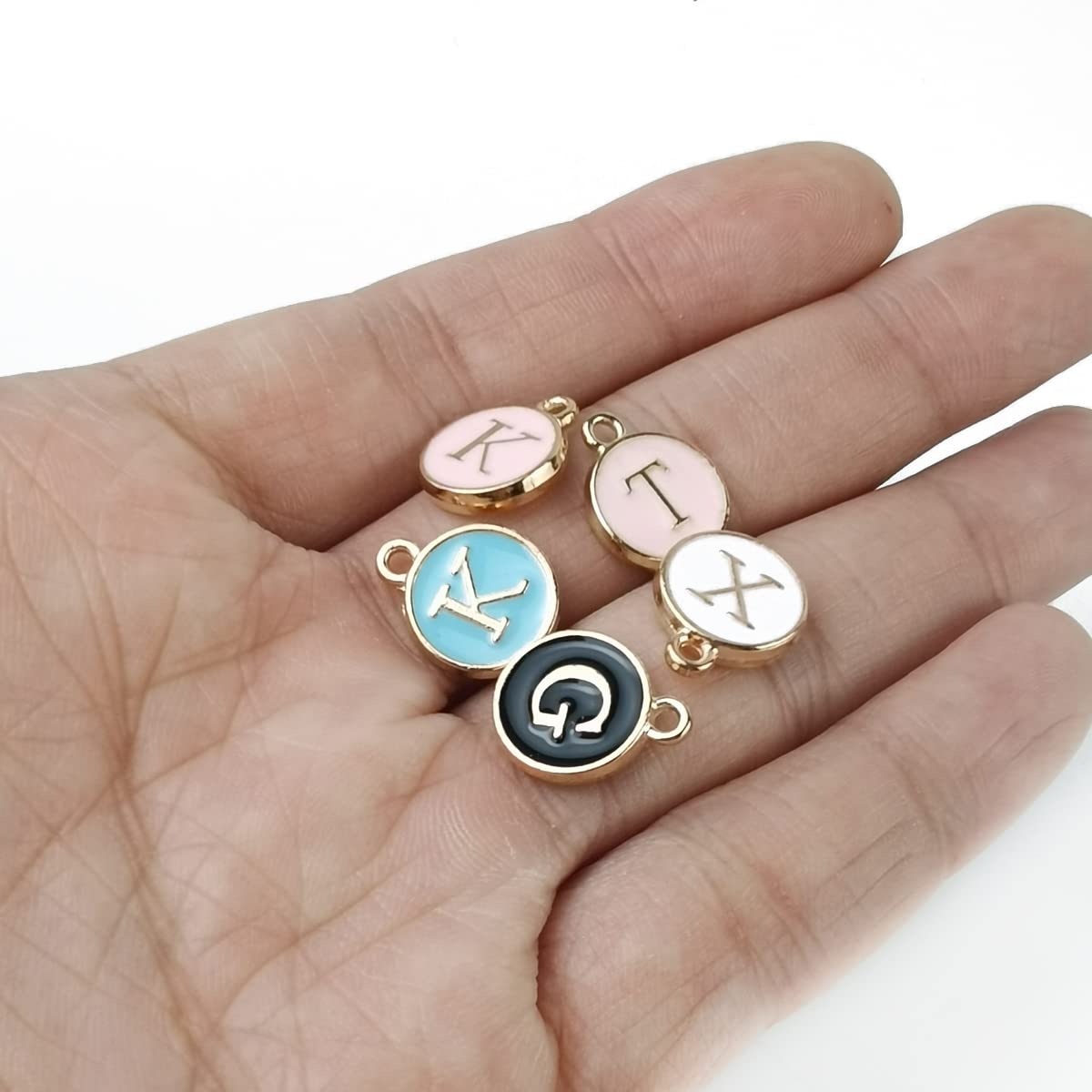 NSBELL 104PCS Letter Charms for Jewelry Making - Double Sided Alphabet Charms for Necklace & Bracelet
